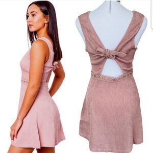 Le Lis Blush Rose Open Back Mini Dress